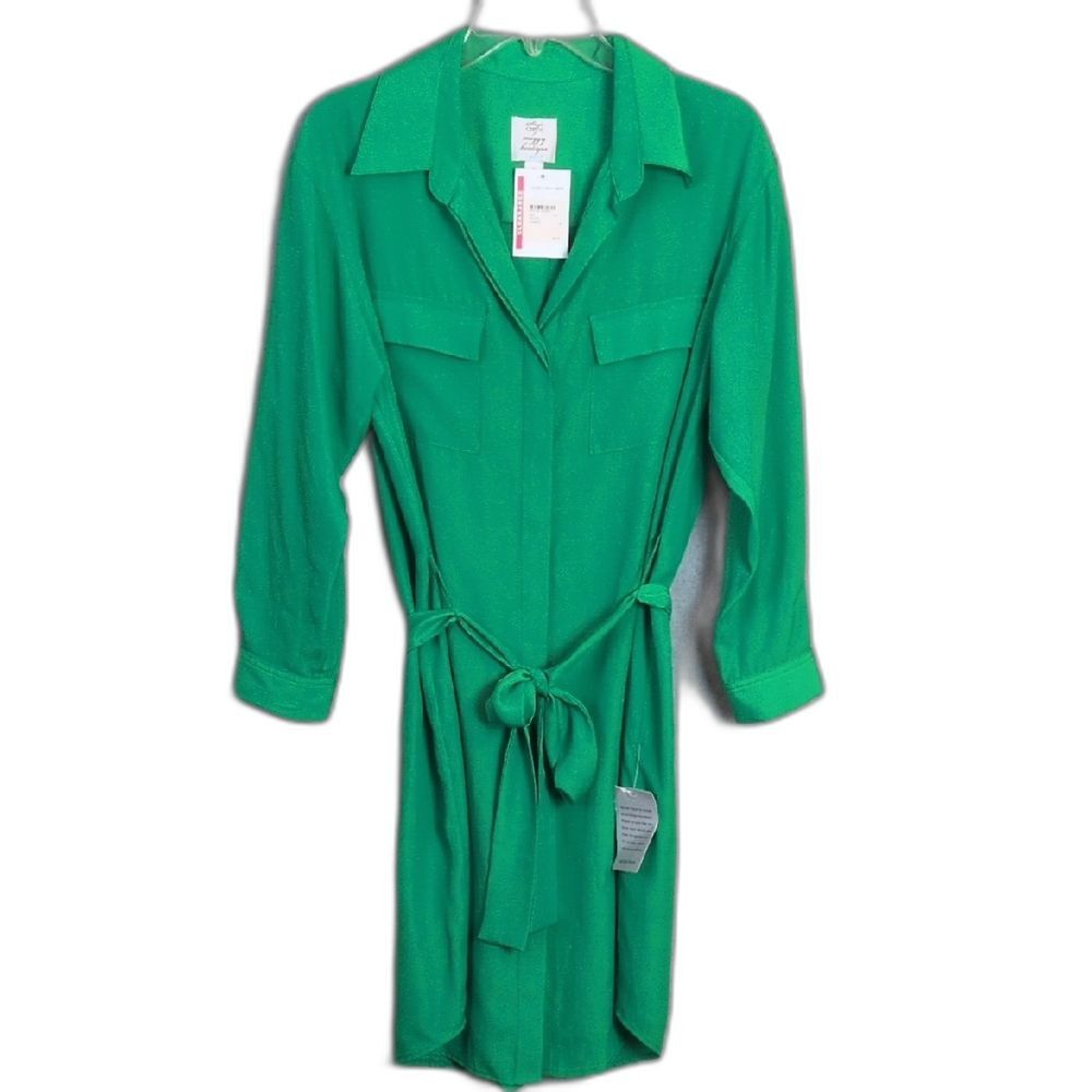 Suzi Chin For Maggy Boutique Solid Green Dress Women's 8 NWT